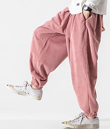economico -Per uomo Pantaloni della tuta Pantaloni di velluto a coste Pantaloni Carota Tasche A cordoncino Vita elastica Liscio Comfort Traspirante Esterno Giornaliero Per uscire Di tendenza Informale Nero Rosa