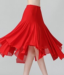 cheap -Ballroom Dance Skirts Pleats Pure Color Splicing Women's Performance Training High Polyester