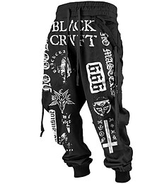 cheap -Letter Totem Vintage Abstract Men's 3D Print Sweatpants Joggers Pants Trousers Outdoor Street Casual Daily Polyester Black Navy Blue Brown S M L Mid Waist Elasticity Pants