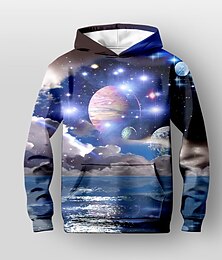 economico -Da ragazzo 3D Cielo stellato Spazio Felpa con cappuccio Manica lunga Stampa 3D Autunno Attivo Bambino 4-12 anni Standard