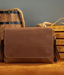 Недорогие -Мужская сумка из натуральной кожи в стиле ретро, мужская сумка через плечо из воловьей кожи первого слоя, повседневная мужская сумка на плечо из натуральной кожи
