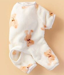 olcso -fehér medve mintás nyomtatott onesie kisállat kutyának puha meleg ruhák kis közepes kutyák kisállat kutya ruházathoz