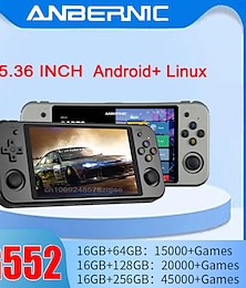 cheap -ANBERNIC RG552 Retro Video Game Console Dual Systems Android Linux Pocket Game Player Built in 64G 4000+ Games, Christmas Birthday Party Gifts for Friends and Children