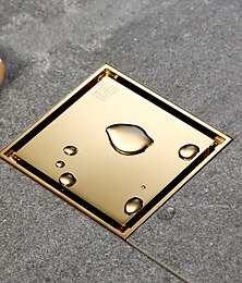 olcso -4 hüvelykes négyzet alakú zuhany padlólefolyó, kivehető sárgaréz karima megfordítható dupla fedésű csempebetét rács, hajfogó szűrő fekete króm arany