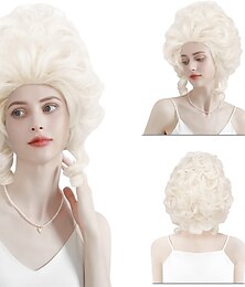 economico -Parrucca Bionda Platino Beehive Parrucca Barocca del XVIII Secolo per Donne Parrucca Sintetica Naturale Vittoriana Cosplay Costume (Bionda Platino) Parrucche di Halloween