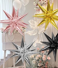 cheap -12pcs Star Balloons - 14 Corner Siamese Explosion Star Foil Balloons - 22-inch 3D Starburst Mylar Gold Balloons for Party Balloon Decorations
