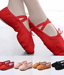billige -Women's Ballet Shoes Dance Shoes Practice Yoga Ballerina Soft Half Sole Flat Heel Closed Toe Elastic Adults' Camel Black Pink