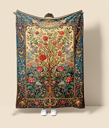 お買い得  -生命の木ヴィンテージパターンスーパーソフトスローブランケット、ノベルティフランネルスローブランケット暖かいプリントオールシーズンギフト家の装飾ビッグブランケット
