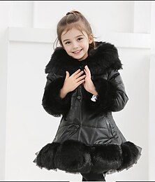 cheap -Kids Girls' Faux Fur Coat Solid Color Daily Zipper School Coat Outerwear 2-12 Years Winter Light Blue Black Pink