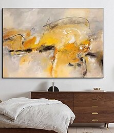 abordables -extra large peint à la main or jaune peinture à l'huile art mural peinture abstraite sur toile art moderne gris peinture acrylique surdimensionné art mural décoration de la maison prêt à accrocher ou