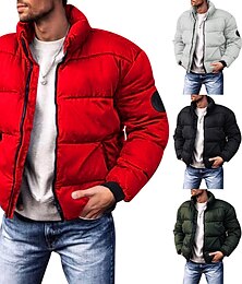 abordables -Homme Manteau d'hiver Veste d'Hiver Doudoune Gilet Poche Poche zippée Sortie Casual Quotidien Randonnée Coupe Vent Chaud Hiver Couleur monochrome Noir Rouge Gris clair Vert Véronèse Doudoune