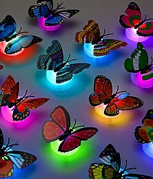ieftine -24 buc, 3d led decorare fluture autocolant lumina de noapte lumina de perete simplu si dublu pentru gradina curte petrecere pe gazon petrecere festiva pepiniera dormitor camera de zi
