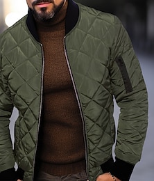 abordables -Homme Veste d'Hiver Veste matelassée Extérieur Usage quotidien Chaud Poche Automne Hiver Plein Mode Vêtement de rue Col Mao Normal Noir Vin Bleu Rouge Vert Véronèse Veste