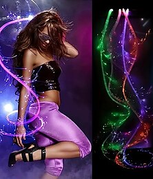 cheap -LED Fiber Optic Dance Whip - USB Rechargeable Ideal for Halloween Christmas and Holiday Celebrations - Perfect for Stage Ambience Props