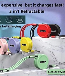 お買い得  -2023 新しい 3 で 1 格納式 usb ケーブル携帯電話ユニバーサル充電ケーブル急速充電ケーブル usb ケーブル iphone 用サムスン用 huawei 用 xiaomi 用 oppo 用 google