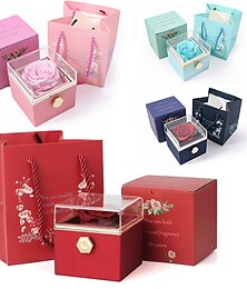 abordables -véritable rose éternelle coffret cadeau rotatif fleur éternelle romantique | anniversaire, fête des mères, cadeaux pour femmes, cadeau de Saint Valentin