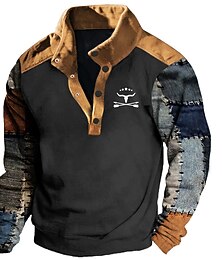 economico -Per uomo Pop art Color Block Cowboy Felpe Felpa Manica lunga Felpa Colletto alla coreana Giornaliero Informale Vintage retrò Stampa 3D Da mare Sportivo Per eventi Stampa Primavera & Autunno