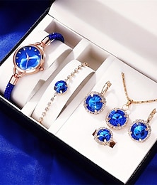 abordables -6 unids/set reloj de pulsera para mujer elegante reloj de cuarzo con diamantes de imitación reloj de pulsera analógico vintage & conjunto de joyas regalo para mamá ella