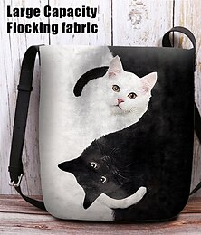 Χαμηλού Κόστους -Τσάντα χιαστί με σχέδιο yin yang cat - καλλιτεχνική ασπρόμαυρη τσάντα ώμου γάτας για γυναίκες, ιδανική για casual και καθημερινή χρήση