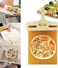 voordelige -glijdende pizzaschep - pala pizza scorrevole, de pizzaschep die pizza perfect overdraagt | antiaanbaklaag, pizzaschep met handvat, vaatwasserbestendige pizzaschep, accessoire voor pizzaovens