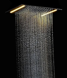 voordelige -badkamer plafondgemonteerde douchekraan, high flow roestvrij staal 50 x 36 cm rechthoekige regendouchekraan, verborgen drukbalansdouchekop compleet met led