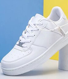 olcso -Férfi Tornacipők korcsolyacipő Fehér cipők Futócipő Gyalogló Alkalmi Preppy Szabadtéri Napi PU Magasító Fűzős Fehér Tavasz Ősz
