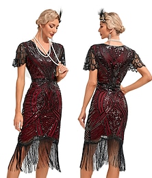 cheap -Retro Vintage Roaring 20s 1920s Flapper Dress Dress Masquerade The Great Gatsby Women's Sequins Tassel Fringe Masquerade Wedding Wedding Guest Party / Evening Dress