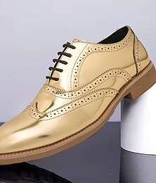 ieftine -Bărbați Oxfords Pantofi formali Pantofi rochie Pantofi metalici Pantofi de confort Plimbare Casual Zilnic Piele Comfortabil Cizme / Cizme la Gleznă Loafer Negru Auriu Primăvară Toamnă
