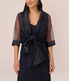 voordelige -Omslagdoeken Damesomslag Bolero Elegant Effen Halve mouw Tule Bruiloftsomslagen Met Strik Voor Bruiloft gast Lente zomer