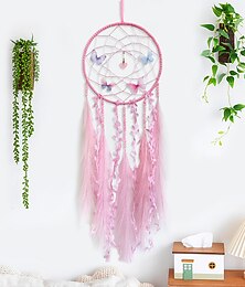 levne -motýl lapač snů ručně vyrobený dárek háček z peříčka květina zvonkohra s jedním kruhem ozdoba nástěnná výzdoba umění boho styl
