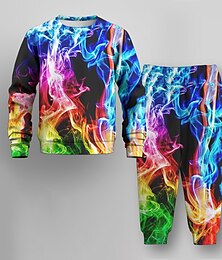 cheap -Boys 3D Graphic Sweatshirt & Sweatpants Set Long Sleeve 3D Printing Fall Winter Active Fashion Cool Polyester Kids 3-12 Years Crew Neck Outdoor Street Vacation Regular Fit