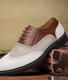 ieftine -Bărbați Oxfords Pantofi Derby Retro Pantofi formali Plimbare Casual Crăciun Zilnic Piele Comfortabil Cizme / Cizme la Gleznă Loafer Alb maro Negru Primăvară Toamnă