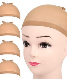 cheap -4 pieces Light Brown Stocking Wig Caps Stretchy Nylon Wig Caps for Women