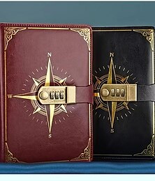 preiswerte -Tagebuch mit Schloss, PU-Leder, 200 Seiten, Retro-Tagebuch mit Schloss, Passwortschutz, Notizbuch, Tagebuch für Männer und Frauen, geeignet für geheime Privatsphäre