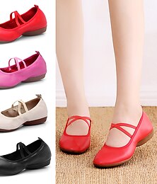 preiswerte -Schwarze Ballettschuhe für Damen mit weicher Sohle - Professionelle flache Schlupfschuhe mit Kreuzriemen für Training und Auftritte