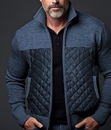 abordables -Homme Gilet Cardigan Pull Zippé Cardigan épais A côtes Tricoter Découpé Poche Tricoté Bloc de couleur Mao Guêtres Moderne contemporain Casual Usage quotidien Vêtement Tenue Automne Hiver Noir Rouge S