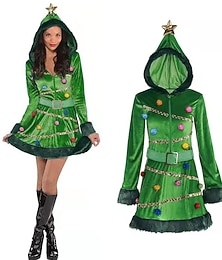 halpa -Joulukuuset Mrs.Claus Joulu mekko Loma mekko Joulukuusi Naisten Joulu Naamiaiset Cosplay-asu Aikuiset Joulu Halloween Karnevaali Naamiaiset Joulu Loma Juhla Leninki