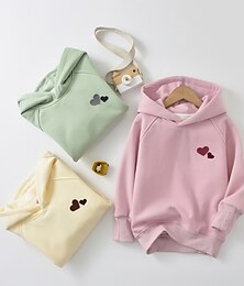 abordables -Kids Girls' Hoodie Heart Letter Long Sleeve Fall Winter Active Daily Cotton Outdoor Casual Tailored Fit