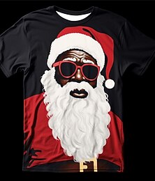 お買い得  -クリスマス メンズ サンタクロース 3D Tシャツ グラフィック サンタクロース デイリー デザイナー レトロ ビンテージ 3D プリント Tシャツ スポーツ アウトドア 休日 お出かけ ブラック ホワイト レッド&amp;ホワイト 半袖 クルーネック 春&amp; 夏