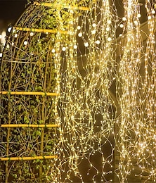 economico -luci a cascata solari – 100 luci a corda fatate impermeabili per esterni a LED per giardino esterno, tenda, decorazioni natalizie e per feste