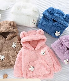 abordables -Toddler Girls' Hoodie Solid Color School Long Sleeve Pocket Active 3-7 Years Spring White Pink Blue