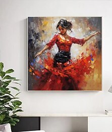 abordables -Peinture à l'huile de danseuse espagnole peinte à la main, peinture à l'huile de danseuse de flamenco de haute qualité sur toile pour décoration murale sans cadre