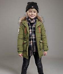 billige -Gutt 3D Pufferjakke for barn عادي Bokstaver Dunjakke Jakke Parkas Langermet Vinter Aktiv Kul Barn 4-13 år Skole Gate Normal