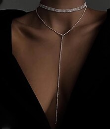 cheap -Fine Jewelry Clear Rhinestones Women's Fashion Modern Geometrical Wedding Geometric Necklace For Wedding Engagement