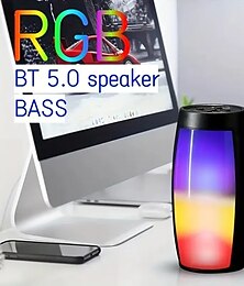 cheap -RGB Light BT5.0 Speaker Subwoofer TWS Pairing Wireless Portable Outdoor Card Large Memory Support TF Card/AUX/U Disk Color Ambience Light 360 HD Surround Sound - Perfect For Party Family Outdoor