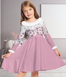 Χαμηλού Κόστους -Κορίτσια » 3D Φλοράλ Φόρεμα Ροζ Μακρυμάνικο 3D εκτύπωση Φθινόπωρο Χειμώνας Αθλήματα & Ύπαιθρος Καθημερινά Αργίες χαριτωμένο στυλ Καθημερινό Πανεμορφη Παιδιά 3-12 χρόνια