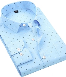 billige -Herre Dresskjorter Skjorte med knapper Skjorte med krage Hvit Rosa Blå Langermet Grafiske trykk Bryllup Fest Klær
