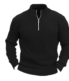 זול -בגדי ריקוד גברים סריגים סוודר מצולע לִסְרוֹג רגיל בסיסי אחיד רבע מיקוד שמור על חם מודרני עכשווי לבוש יומיומי ליציאה ביגוד סתיו חורף שחור לבן M L XL