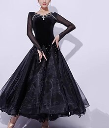 economico -Balli da sala Abito Cristallo / strass A fantasia Per donna Prestazioni Addestramento Manica lunga Retato Organza Velluto