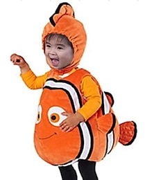 billiga -Nemo Cosplay-kostym Kläder Pojkar Flickor Film-cosplay Cosplay kostym Orange Halloween Barnens Dag Trikot / Onesie Hatt